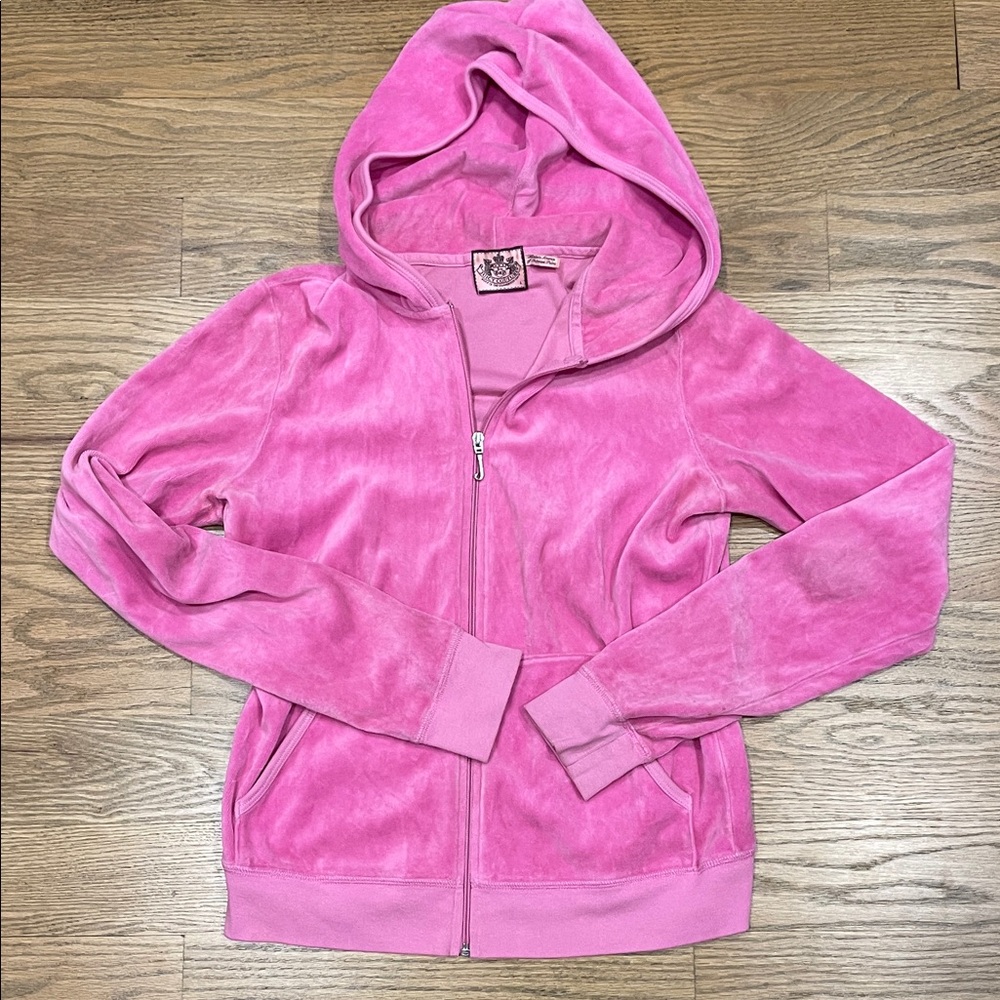 Juicy Couture Hoodie Pink Tracksuit L Velour 2000s